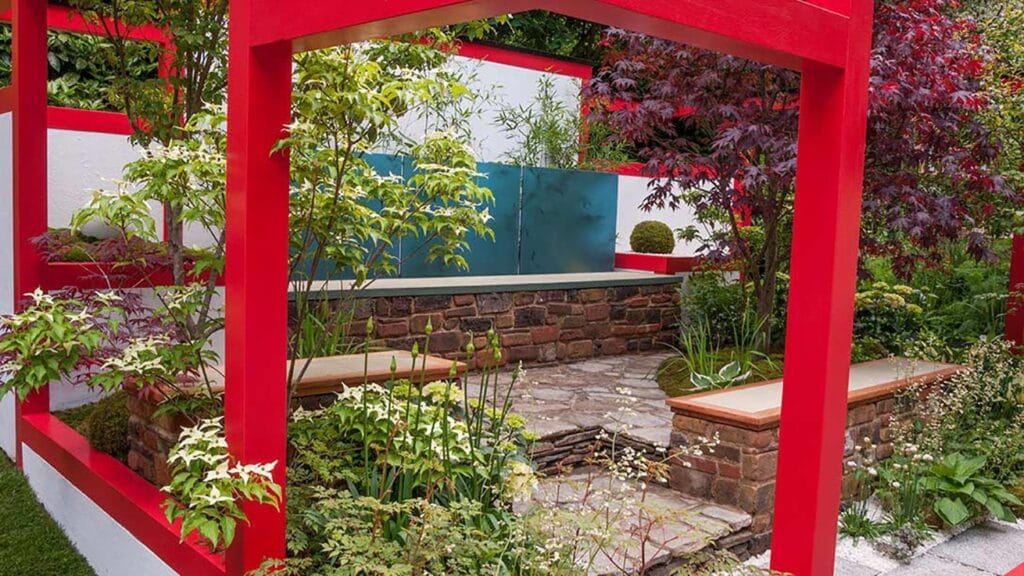 An image of Hagakure built by Frogheath Landscapes for the Chelsea Flower Show in 2017.