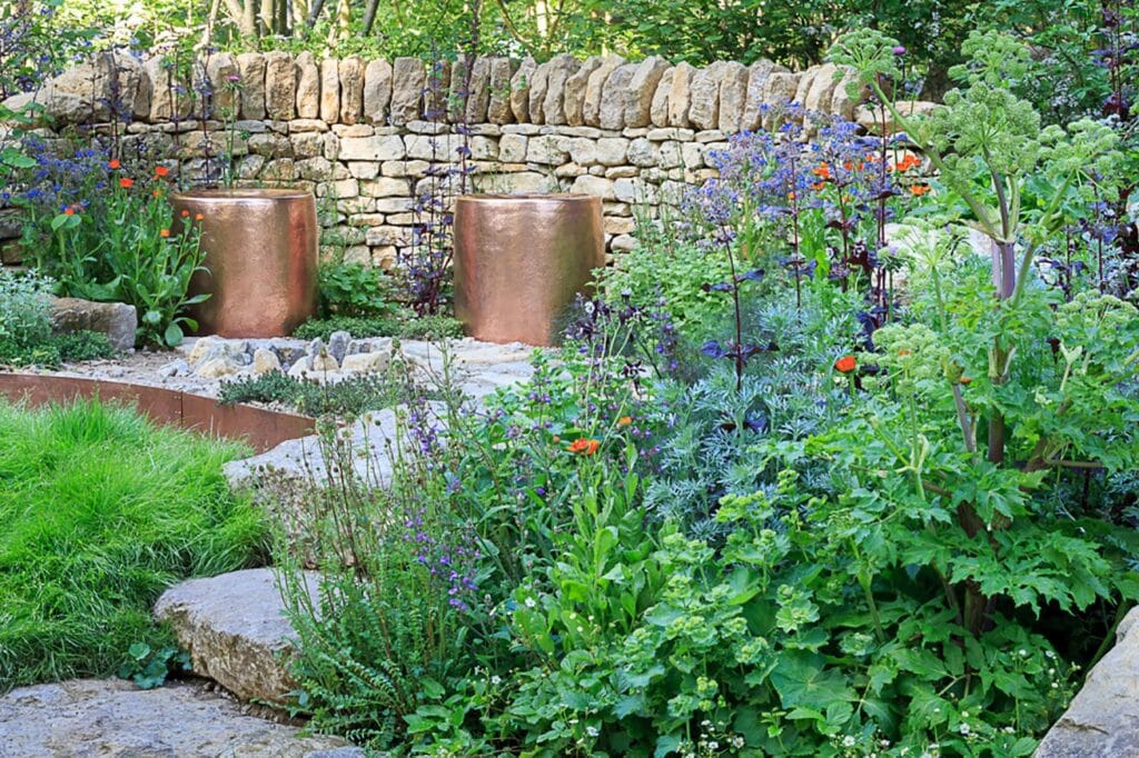 An image of Warner Edwards Garden built by Frogheath Landscapes for the Chelsea Flower Show in 2018.